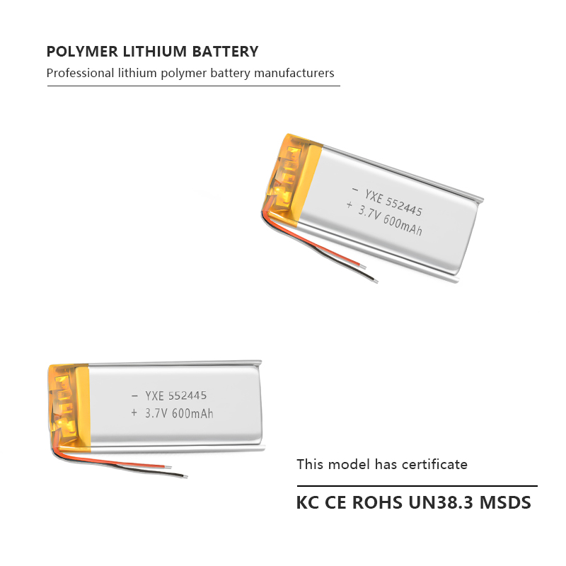 3.7 V Li-ion Battery 552445-600mah
